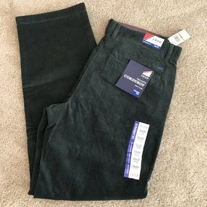 Izod Corduroy Pants - Forest Green, Size 33x32